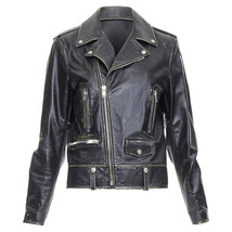 Saint Laurent Calfskin Distressed Classic Biker Jacket Men Black Size 46 - £2,612.42 GBP