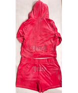 Juicy Couture Bling Velour Tracksuit Hoodie &amp; Shorts Set Watermelon Pink... - €59,98 EUR