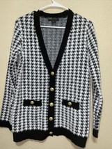 TAHARI Long Sleeve Cardigan With gold Button and Pockets sz M new - £80.20 GBP