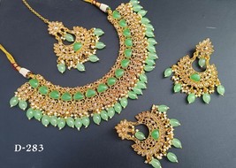 Joharibazar Kundan Gold Plated High Qaulity Choker Earring Tika Jewelry Set a - £37.41 GBP