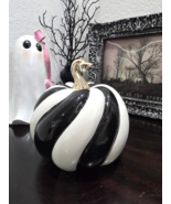 Halloween Mackenzie Style Black White Harlequin Pumpkin Figurine Fall De... - €38,80 EUR