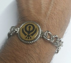 Stunning Steel Singh Khalsa Sikh Khanda Chain Bracelet  Lovely Punjabi design E - $10.22