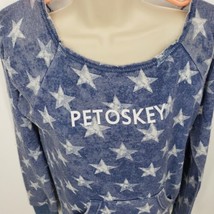 Momentum Outfitters Long Sleeve Top Juniors Med Blue &quot;Petoskey&quot; Grunge P... - £9.01 GBP