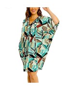 London Times Curve Corinne Geometric V-Neck Kaftan Dress L Poly Spandex - $39.66 CAD