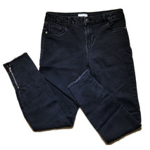 Jacqueline DeYong Women&#39;s Size 32 Black Jeans Zipper Frayed Cuff Pants - $10.95