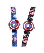 Captain America Iron Man Boys Quartz Watch Leather Band Flip Metal Case ... - €18,16 EUR