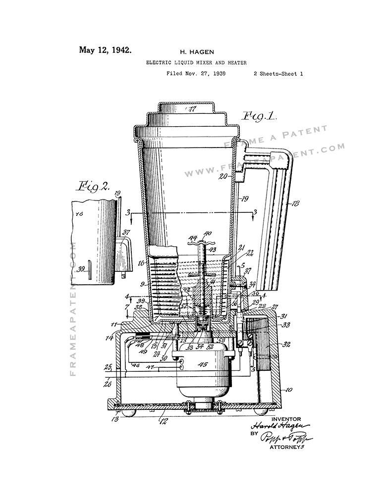 Electric Liquid Mixer and Heater Patent Print - White