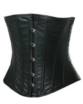 New under the chest black leather corset with steel frame spiral cord - £41.73 GBP+