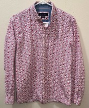 Zara Man Pink White Red Floral Tulip Button-up Shirt Size Medium Slim - $17.29