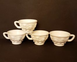 VTG Westmoreland Paneled Grape Leaves Coffee Cup LOT White Milk Glass - £15.45 GBP