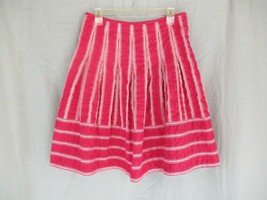 Talbots skirt knee length A-line pleated Size 8 pink  white stripe unlined - £10.92 GBP