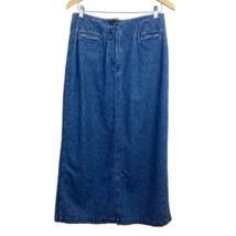 Christopher Banks Maxi Skirt 12 Medium Wash Blue Denim Jean Modest Slit ... - £23.93 GBP
