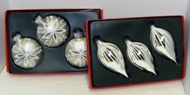 Lot of 6 SILVER &amp; WHITE Glass Christmas Ornaments - $14.00