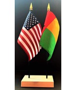 1 USA &amp; 1 Guinea Bissau Mini Rayon 4&quot;x6&quot; Desk Flag Set with White 2-Hole... - $18.95 CAD