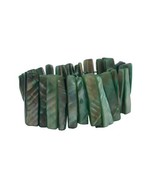 Vintage Green Abalone Mother Of Pearl MOP Shell Stretch Bracelet Stateme... - £6.91 GBP