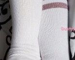 American Apparel Metallic Pink Striped Calf Tube Sock Knee High White On... - $12.92