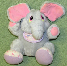 Vintage Tonka Zoo Babies Elephant Plush 10&quot; Stuffed Animal Grey Pink Bib Doll - £17.97 GBP