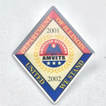 AMVETS Illinois Pin Gold Tone Enamel USA Veteran 2001-2002 United We Stand - $12.95