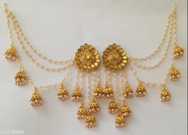 Kundan Jewelry Earrings Bahubali Jhumka Latkan Jewelry Set Women Wedding Bridan - £5.44 GBP