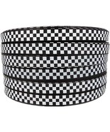 Black Grosgrain Ribbon White Checkered Printed, 3/8 Inch 25 Yards - £20.33 GBP