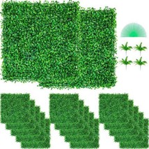 Artificial Boxwood Panel UV 48pcs Boxwood Hedge Wall Panels Artificial Grass Bac - $70.53