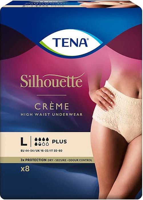 TENA Lady Silhouette Pants Plus Creme Large x 1 Pack of 8 Incontinence P... - $13.20