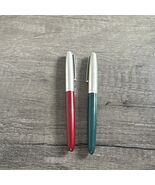 Parker 45 Steel Cap &amp; Gray Fountain Pen - Vintage (LOT OF 2) Red And Green - $39.87