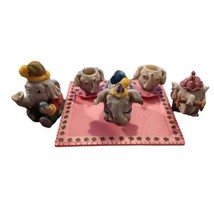 Vtg Popular Imports Circus Elephant Theme 11 Piece Miniature Resin Tea S... - £13.21 GBP