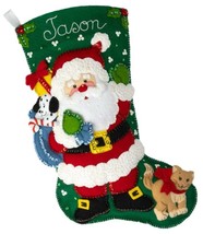 Bucilla Felt Stocking Applique Kit 18&quot; Long Santa&#39;s Furry Friends - £25.05 GBP