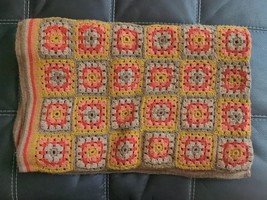 Vintage Handcrafted Large Cottagecore Crochet Granny Square Blanket 60x84 - £45.39 GBP