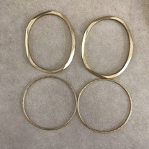 Set Lot 4 Goldtone Shiny Brass Metal Bangle Bracelets - £11.98 GBP