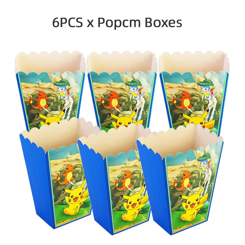 6pcs popcorn boxes Hot Deal! Pokemon Theme Pikachu Birthday - $10.87