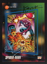 Alex Saviuk &amp; Brad Vancata Signed 1992 Marvel Universe Art Card Origin Spiderman - $24.74