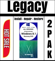 Windows 8.1 All Versions Recovery Reinstall Restore Legacy 2pk With 10.9... - $24.99