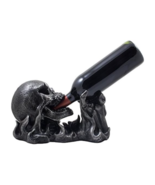 Skeleton Skull Hand Gothic Resin Wine Bottle Holder Rising from Flames S... - $38.59