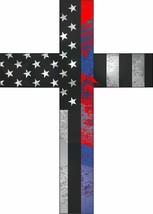 Thin blue line Red Line decal - Distressed Police Christian Cross Exterior decal - £3.69 GBP+