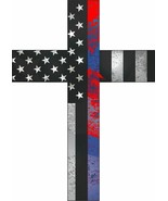 Thin blue line Red Line decal - Distressed Police Christian Cross Exteri... - $93.89 MXN+