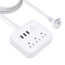 Power Strip With Usb,3 Outlet Extension 3 Usb Ports,Non Surge Protector,Flat Plu - £15.17 GBP