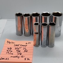 CRAFTSMAN SAE 8pc. 3/8&quot; Drive 6pt DEEP SOCKET SET 3/8-7/8&quot; USA -G- - $558.80 MXN