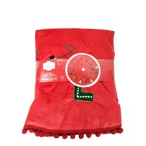 Holiday Time Fa La La La 48 In Christmas Tree Skirt Red Embroidered Bulbs New - £19.60 GBP