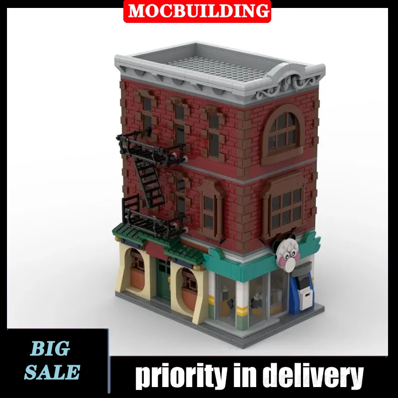 MOC City Street View Architecture Redbrick Apartment Building Model Building - £136.85 GBP