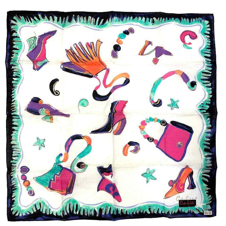 VTG CARLOS FALCHI scarf Shoes Purse Fashion Print NOS Made in Japan - $43.66