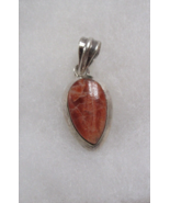 925 Sterling Silver Orange Teardrop Spiny Oyster Unisex Pendant 1.5&quot; 7.9g - $33.86 CAD