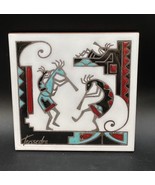 Kokopelli Trivet Tile Cleo Teissedre 1992 Ceramic Art Cork Base 6” X 6” - $30.35 CAD