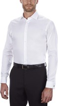 NWT Calvin Klein Steel+ Men&#39;s White Dress Shirt Regular Fit French Cuff Non Iron - £55.78 GBP