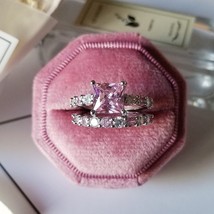 2021 New Luxury Fashion 925 Sterling Silver Pink Engagement Wedding Band... - £13.06 GBP