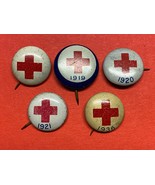 PRE WWI, AMERICAN RED CROSS DONOR LAPEL PINS; 1919, 1920, 1921, 1936, GR... - $20.00