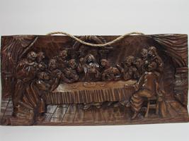 Last Supper Wood Carving, Leonardo da Vinci Relief Carving - $104.00