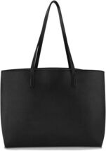 Lulu Dharma Black Vegan Leather Tote Women Bag Elegant Stylish Casual - $29.99