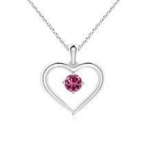 ANGARA Pink Tourmaline Solitaire Open Heart Pendant in Silver (Grade-AAA, 4mm) - £119.48 GBP+